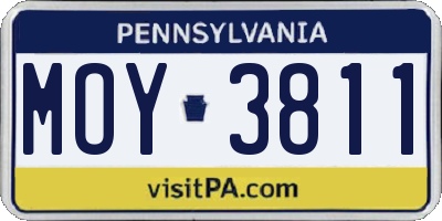 PA license plate MOY3811