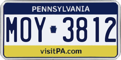 PA license plate MOY3812