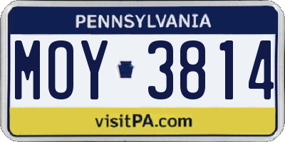 PA license plate MOY3814
