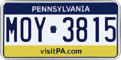 PA license plate MOY3815