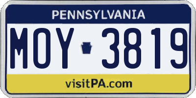 PA license plate MOY3819