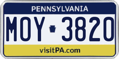 PA license plate MOY3820