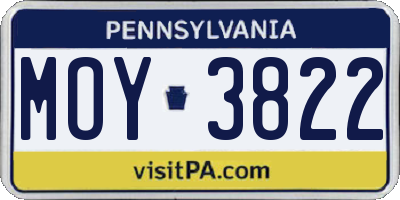 PA license plate MOY3822