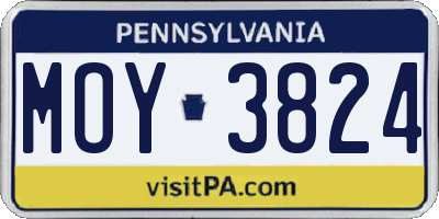 PA license plate MOY3824