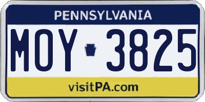 PA license plate MOY3825