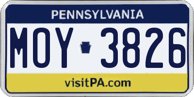 PA license plate MOY3826