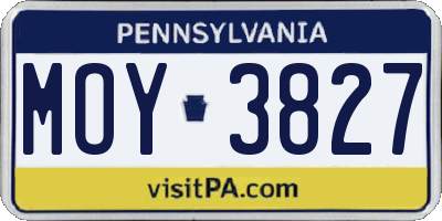PA license plate MOY3827