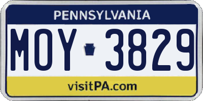 PA license plate MOY3829