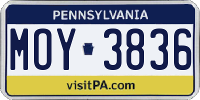 PA license plate MOY3836