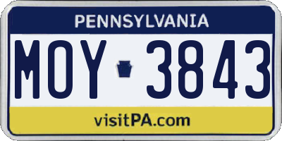 PA license plate MOY3843
