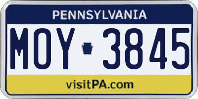 PA license plate MOY3845