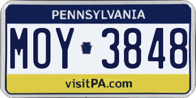 PA license plate MOY3848