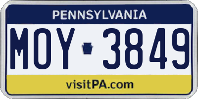 PA license plate MOY3849