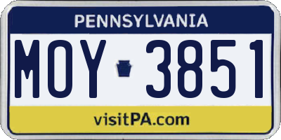 PA license plate MOY3851
