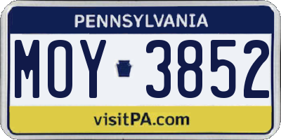 PA license plate MOY3852