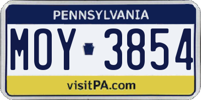 PA license plate MOY3854