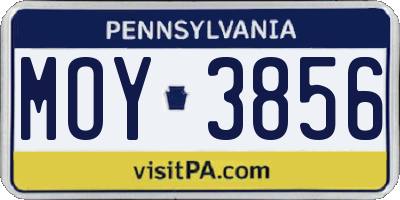 PA license plate MOY3856