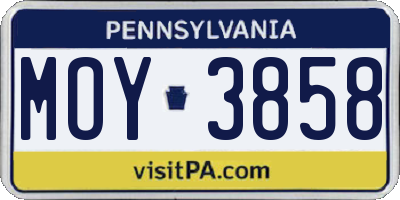 PA license plate MOY3858