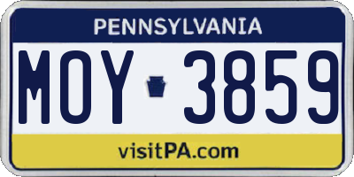 PA license plate MOY3859