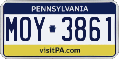 PA license plate MOY3861