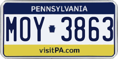 PA license plate MOY3863