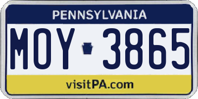 PA license plate MOY3865
