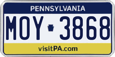 PA license plate MOY3868