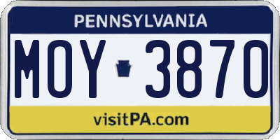 PA license plate MOY3870