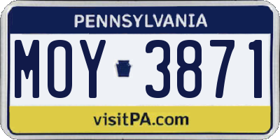 PA license plate MOY3871