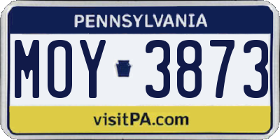 PA license plate MOY3873