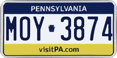PA license plate MOY3874