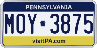PA license plate MOY3875