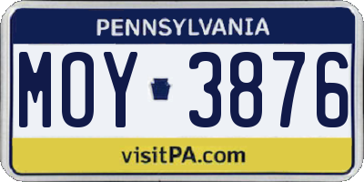 PA license plate MOY3876
