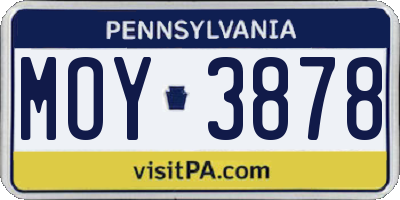 PA license plate MOY3878