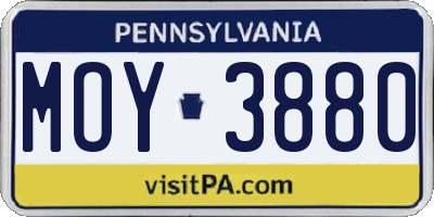 PA license plate MOY3880
