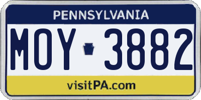 PA license plate MOY3882
