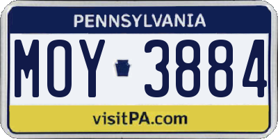 PA license plate MOY3884