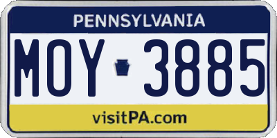 PA license plate MOY3885