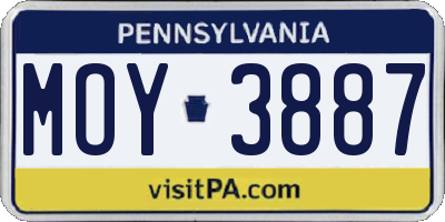PA license plate MOY3887