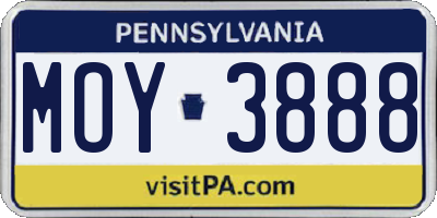 PA license plate MOY3888