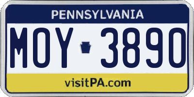 PA license plate MOY3890