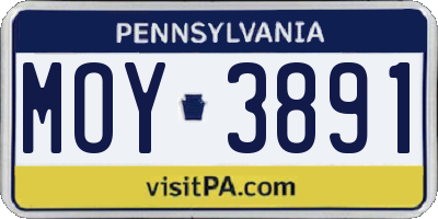 PA license plate MOY3891