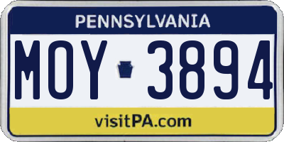 PA license plate MOY3894