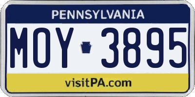 PA license plate MOY3895