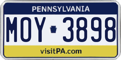 PA license plate MOY3898