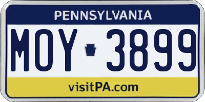 PA license plate MOY3899