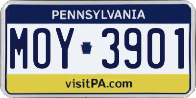 PA license plate MOY3901