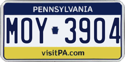PA license plate MOY3904