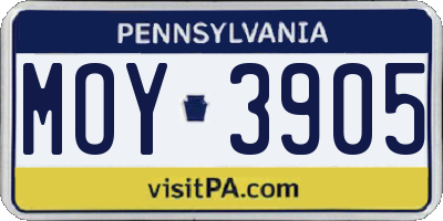 PA license plate MOY3905