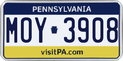 PA license plate MOY3908